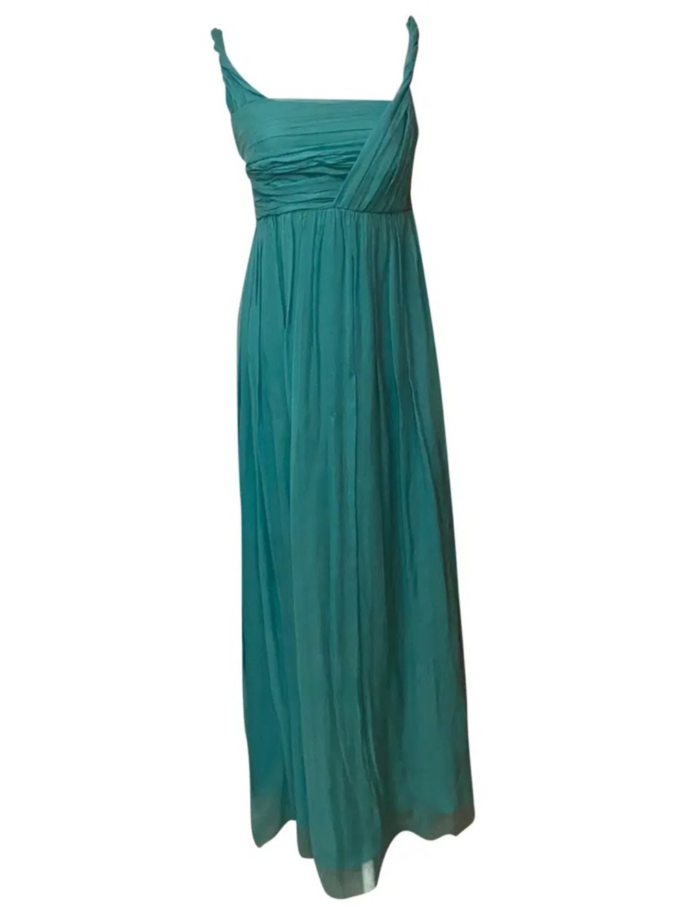 Silk Shell Teal Maxi Dress with Twisted Straps